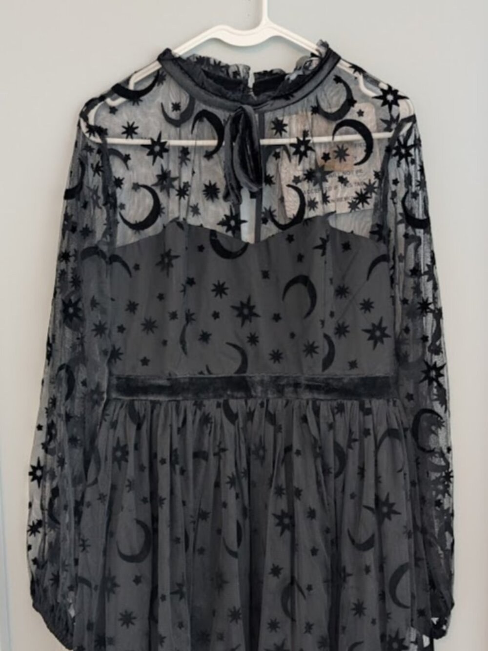 NWT Chicwish Moonlight Sonata Tie-Neck Mesh Tulle Mini Dress